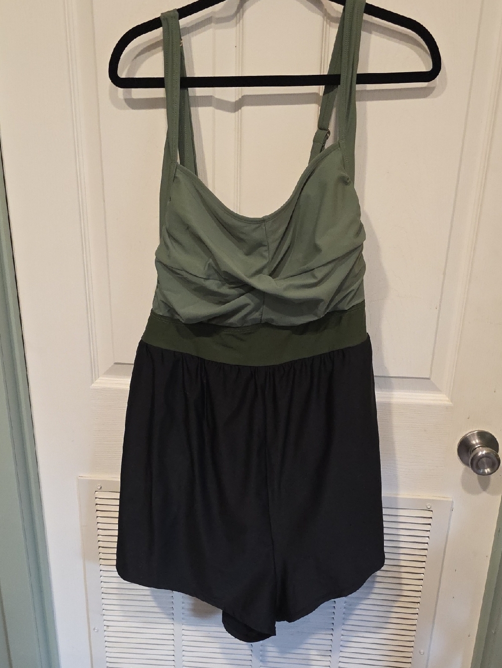 BloomChic Olive Green and Black One-Piece Swim Romper